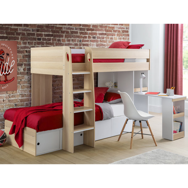 Nika Loft Bed With Desk And Storage Wayfair.co.uk